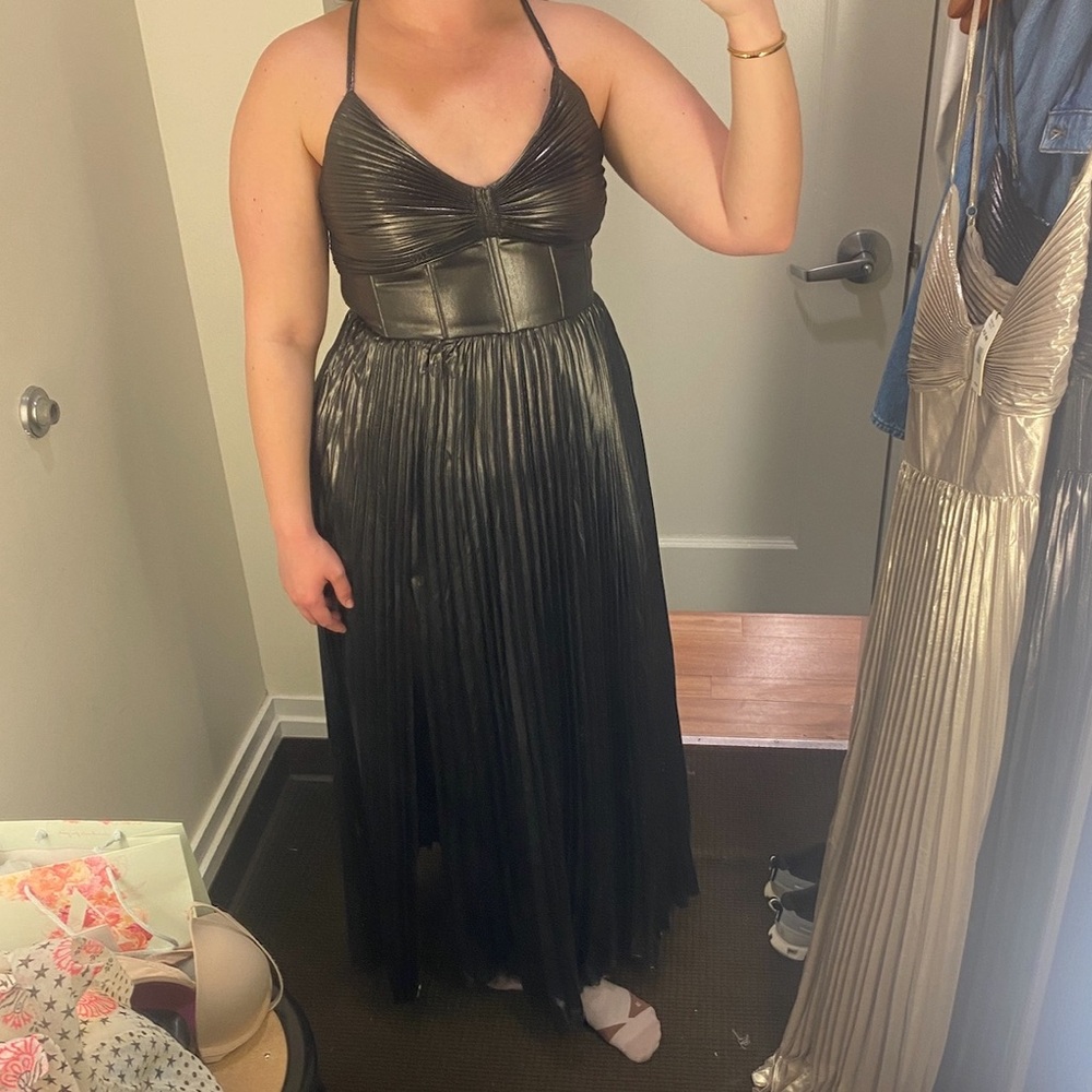 NWT Black Shiny Gunmetal Banana Republic Gown Size 12